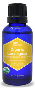 Zongle USDA Certified Organic Lemongrass Essential Oil, Safe To Ingest, Cymbopogon Flexuosus, 1 oz