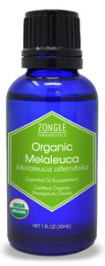 Zongle USDA Certified Organic Melaleuca (Tea Tree) Essential Oil, Australian, Safe To Ingest, Melaleuca Alternifolia, 1 oz