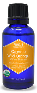 Zongle USDA Certified Organic Wild Orange Essential Oil, Safe To Ingest, Citrus Sinensis, 1 Oz