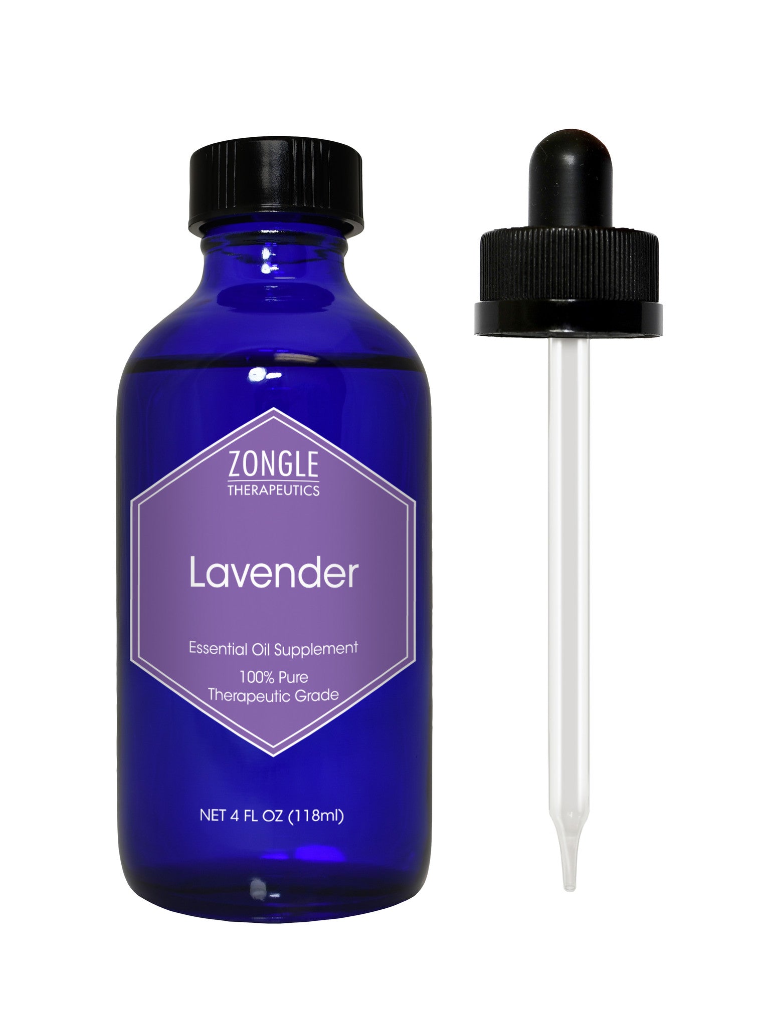 Lavender Essential Oil - 4 oz. - from France - GC/MS Tested - Skin Safe -  Supplied in 4 oz. Amber Glass Bottle with Black Phenolic Cone Lined and